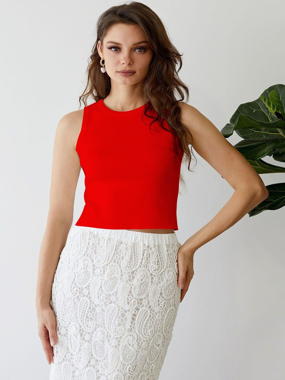 CILIMILI Women Ribbed Fitted Style Tank Crop Top