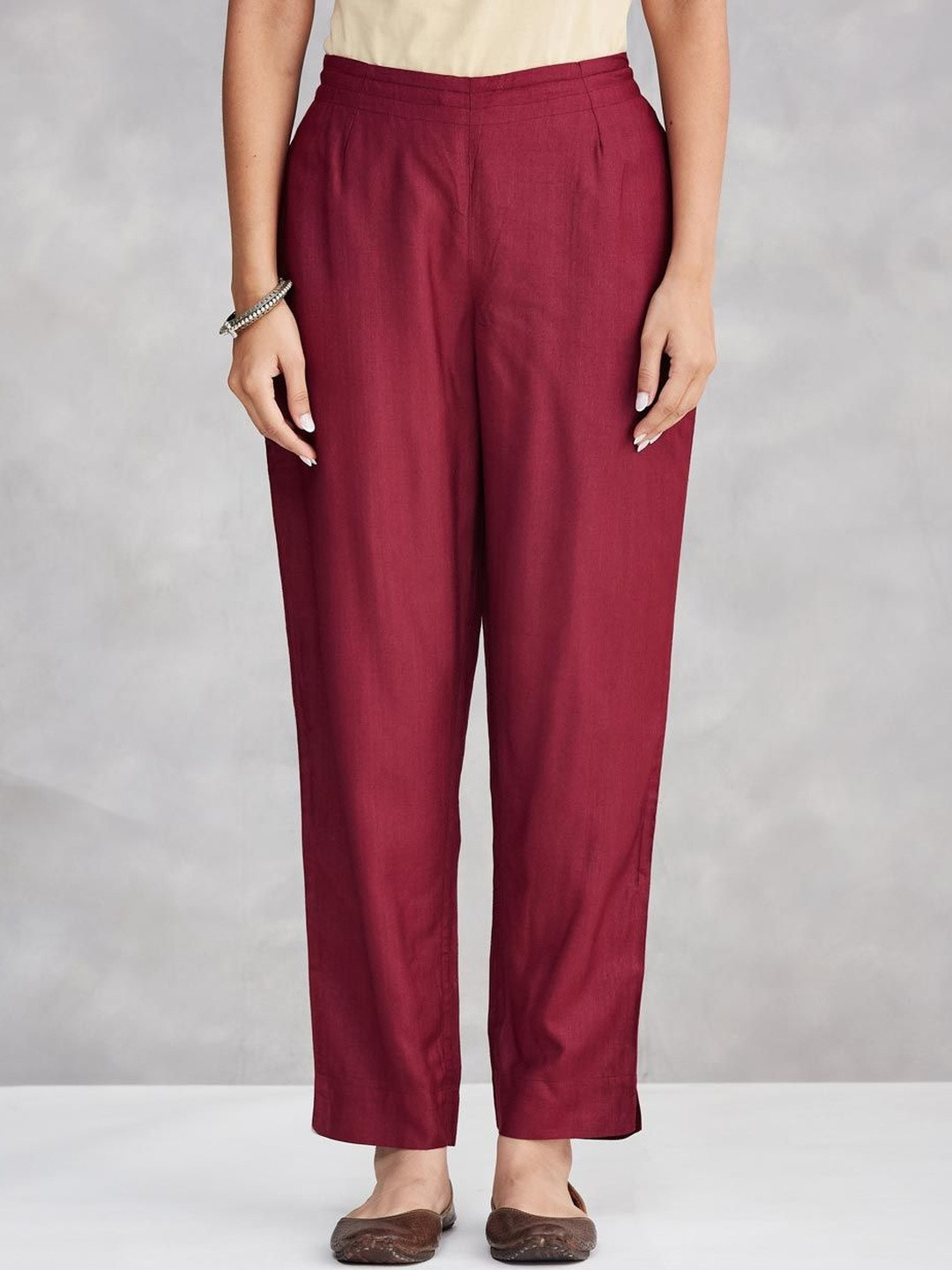 Fabindia Women Mid-Rise Easy Wash Cigarette Trousers
