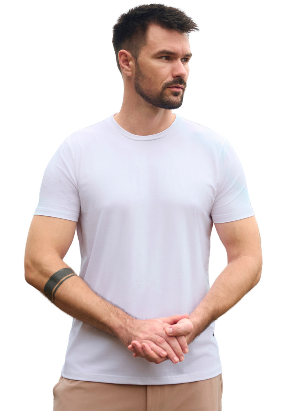 INTERWOVE Men Solid Bamboo Cotton Slim Fit T-shirt