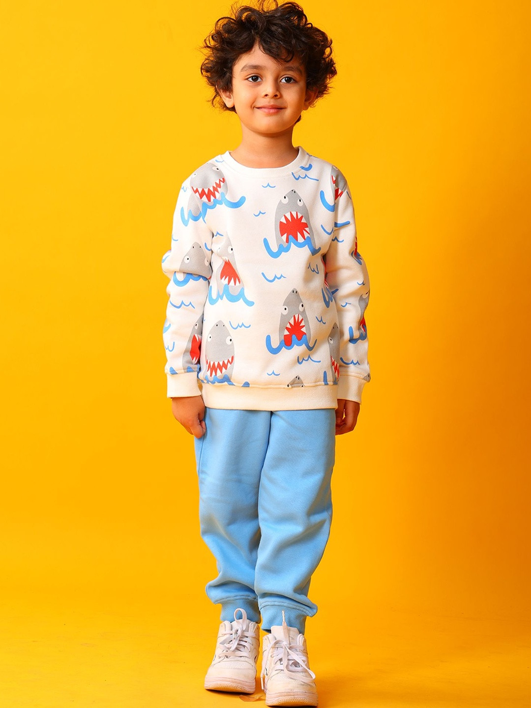 Anthrilo Boys Sleepy Shark Printed Long Sleeves Sweatshirt With Joggers