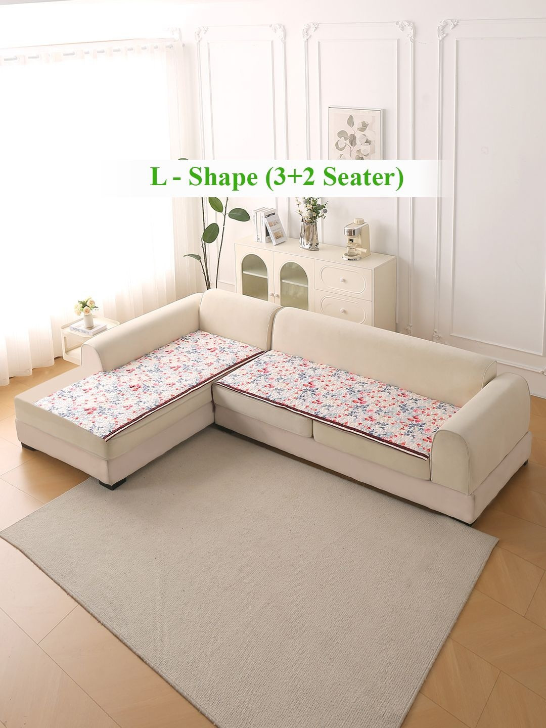 HOKIPO Florentina Series Rose 2 Pieces Floral Printed Velvet Sofa Covers Without Arms