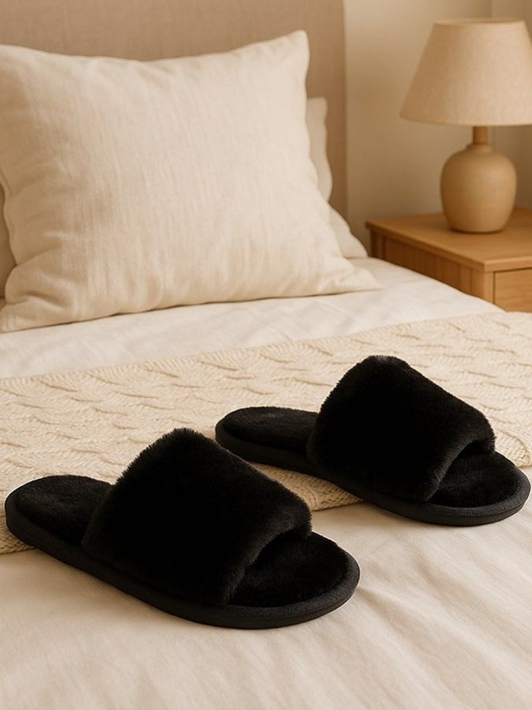 WOLVESDEN Cross Band Winter Fur Casual Sliders