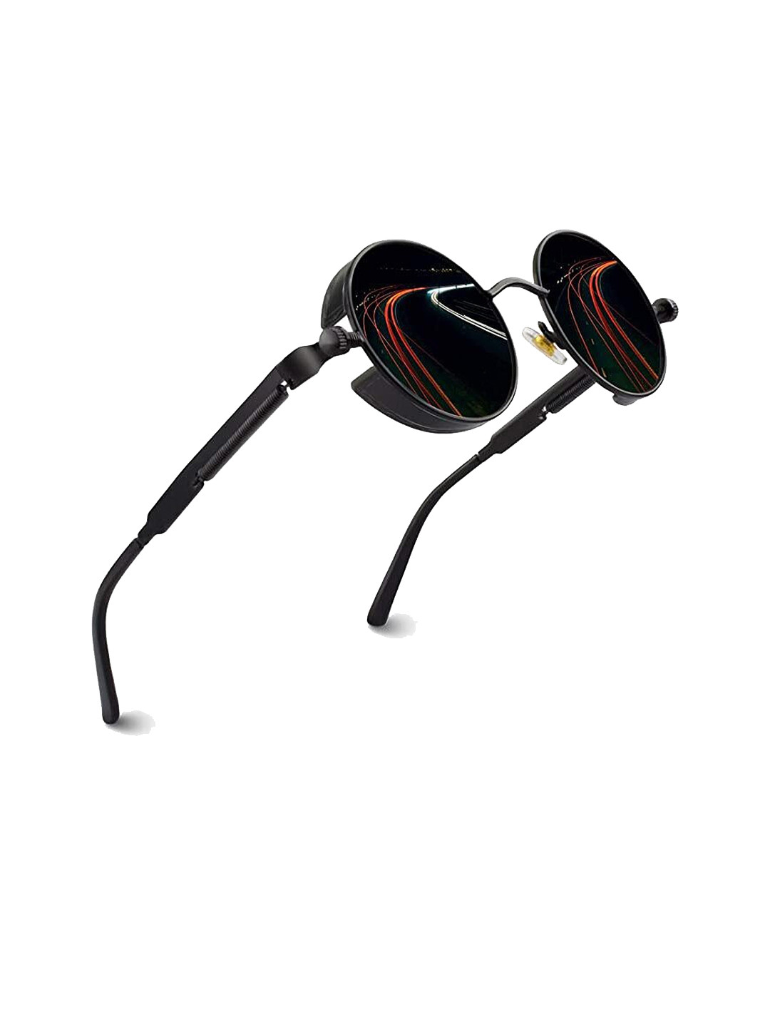 EYMEN I Unisex Black Lens & Black Round Sunglasses With Polarised and UV Protected