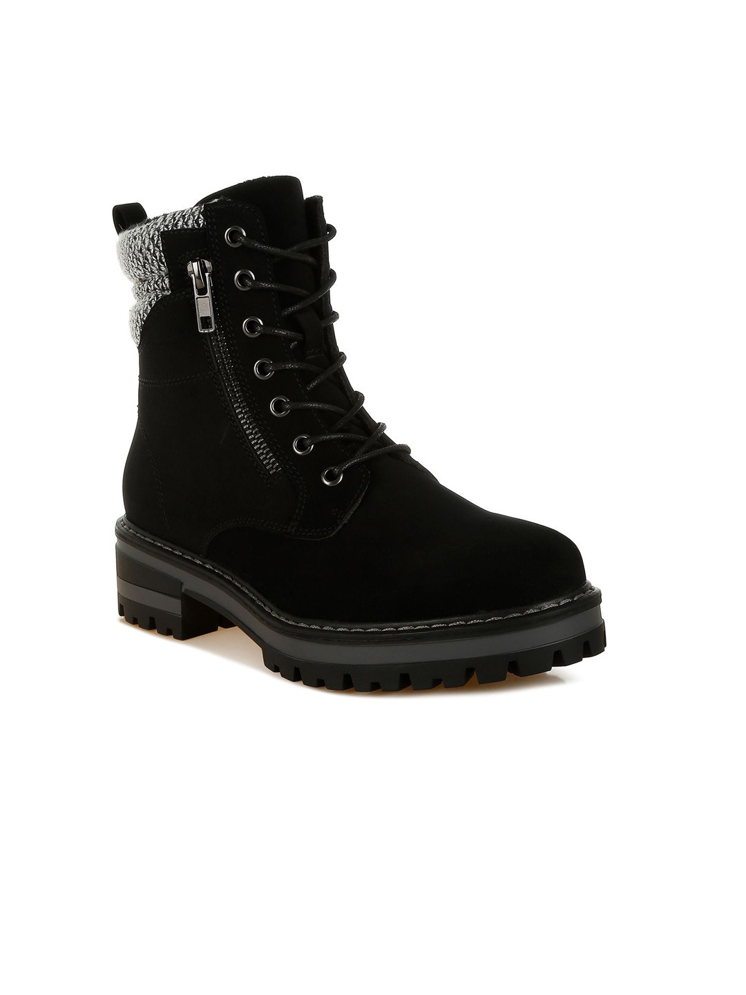 London Rag Women Round Toe Lace-Ups Blocked-Heeled Hiker Boots