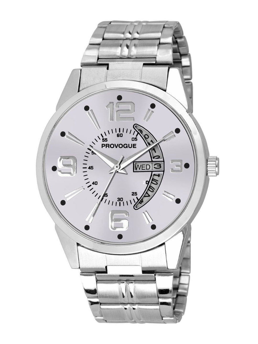 Provogue Men Round Dial & Bracelet Style Straps Analogue Watch SK-PG-4030-SLVR-SLVR