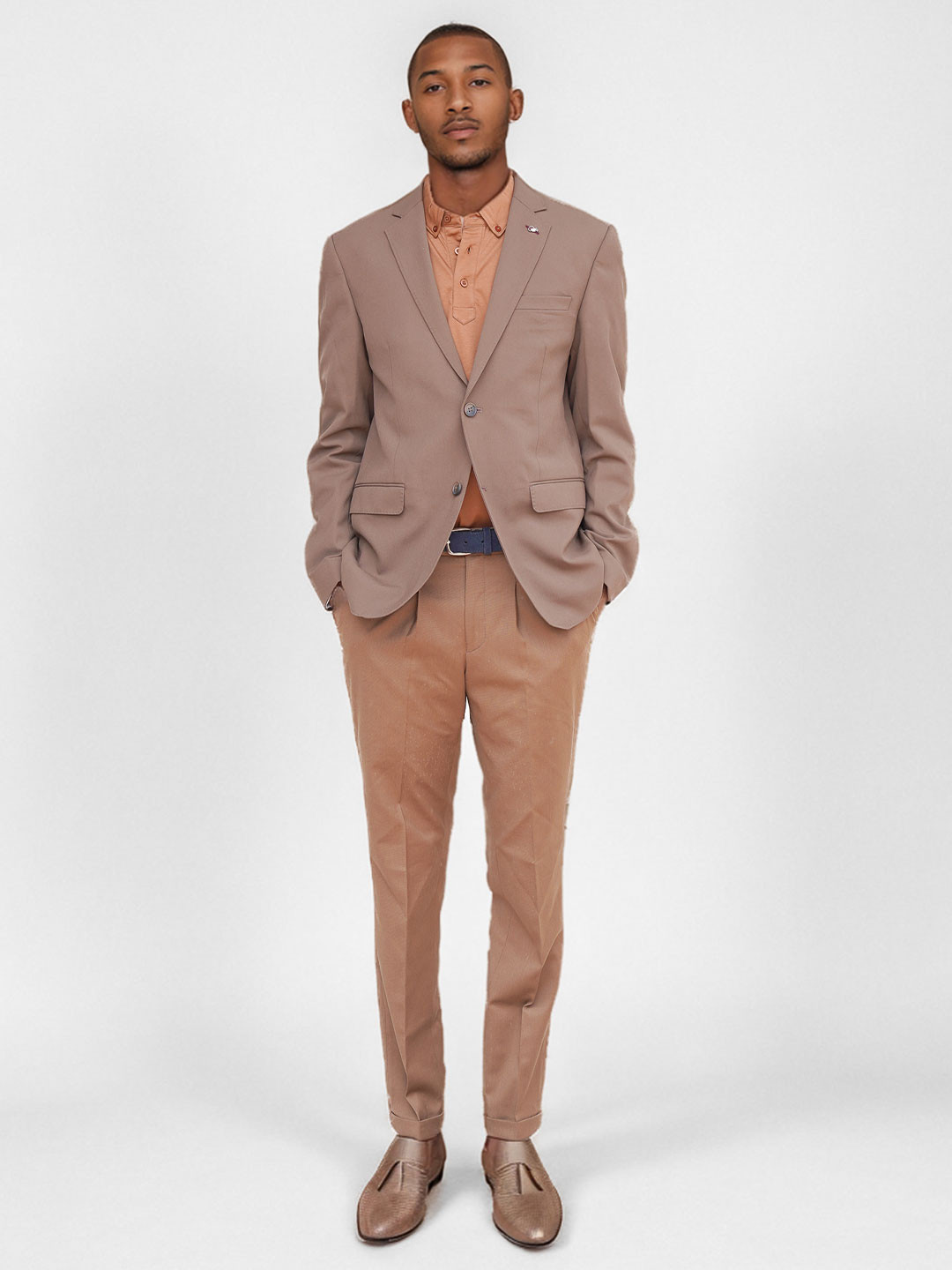 BARE BROWN Slim-Fit Single Breasted Blazer