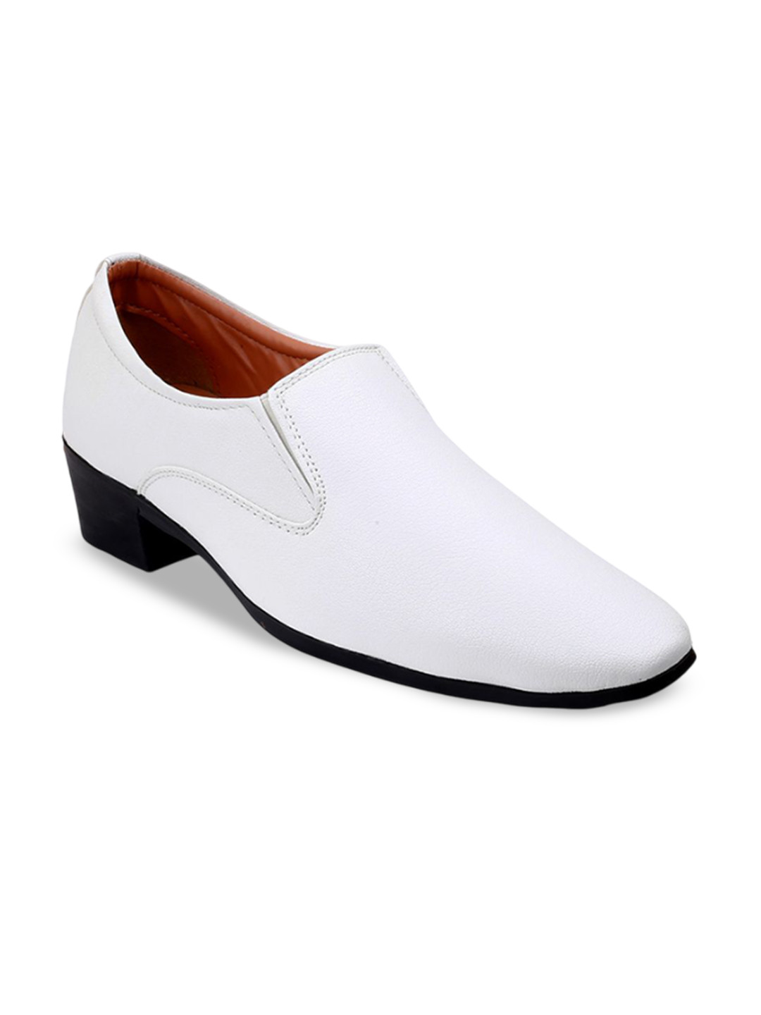 Bxxy Men Textured 5.08 CM Height Increasing Block Heel Formal Mocassin Slip-on Shoes