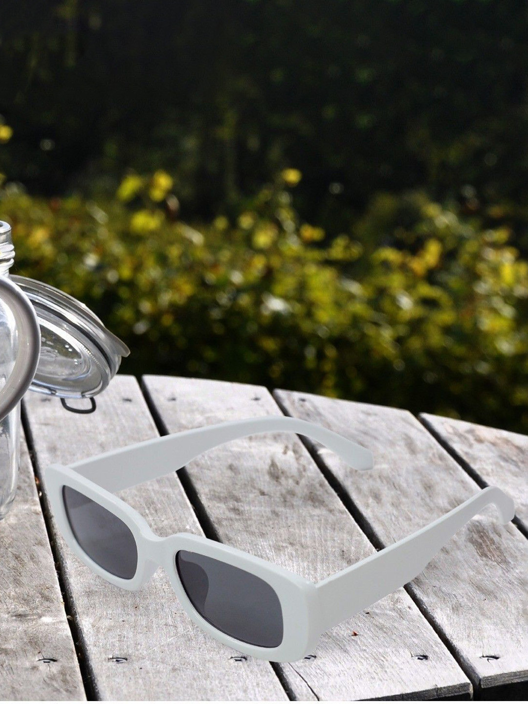 EYMEN I Unisex Full Rim Rectangle Sunglasses Plastic White candy 299