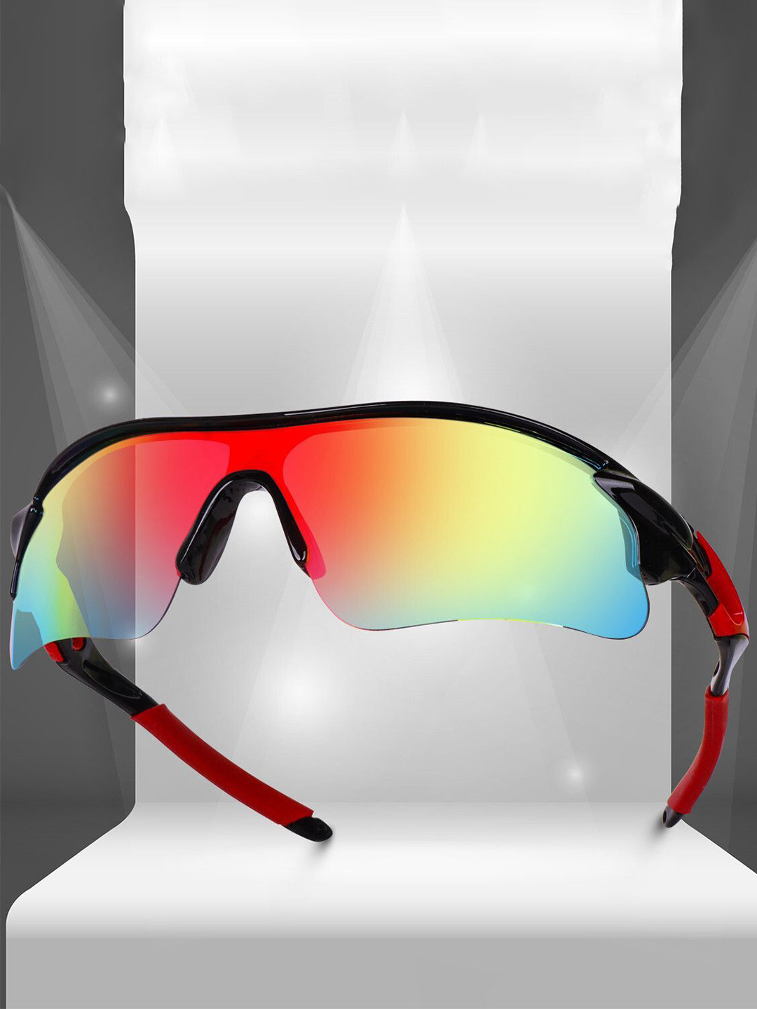 EYMEN I Unisex Orange Lens & Black Sports Sunglasses with Polarised and UV Protected Lens
