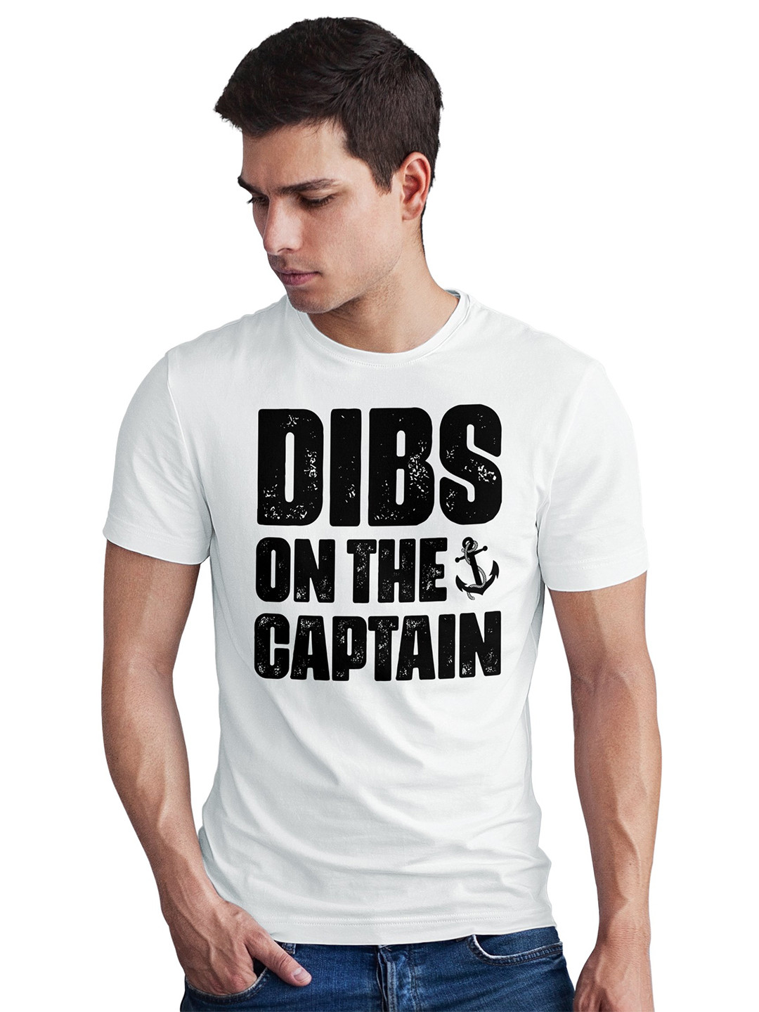 Seekbuylove Men Dibs On The Captain Printed Bio Finish Regular Fit Tshirts