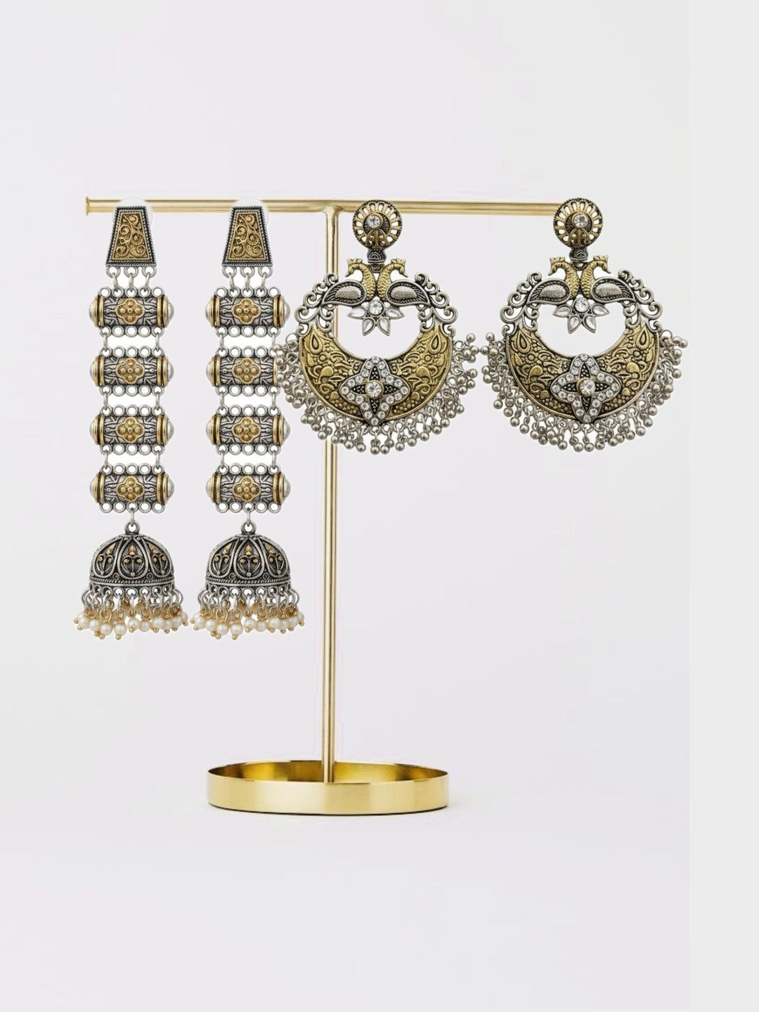 TAG 7 Set Of 2 Pearls Beaded Dome Shaped Jhumkas