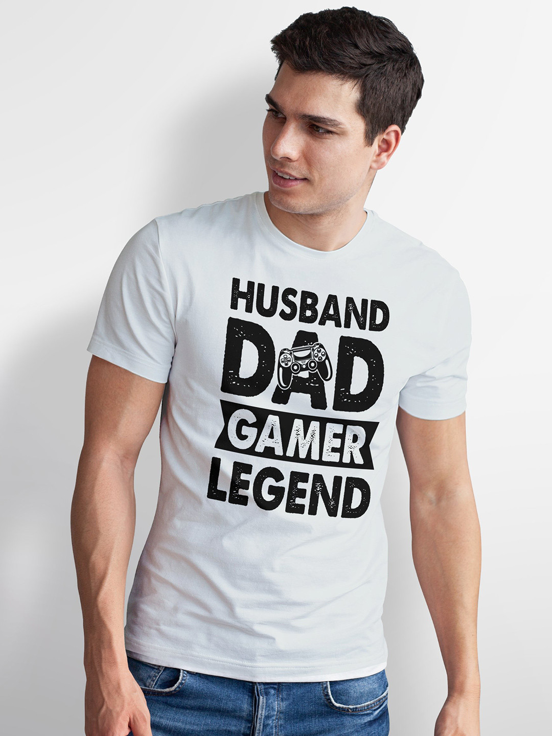 Seekbuylove Husband Dad Printed Round Neck Short Sleeves Pure Cotton Bio Finish T-shirt