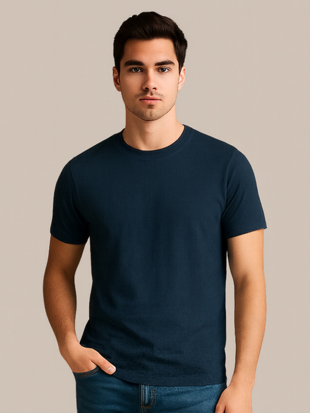 KART BLACK Men Regular Fit Round-Neck Short Sleeve T-shirt