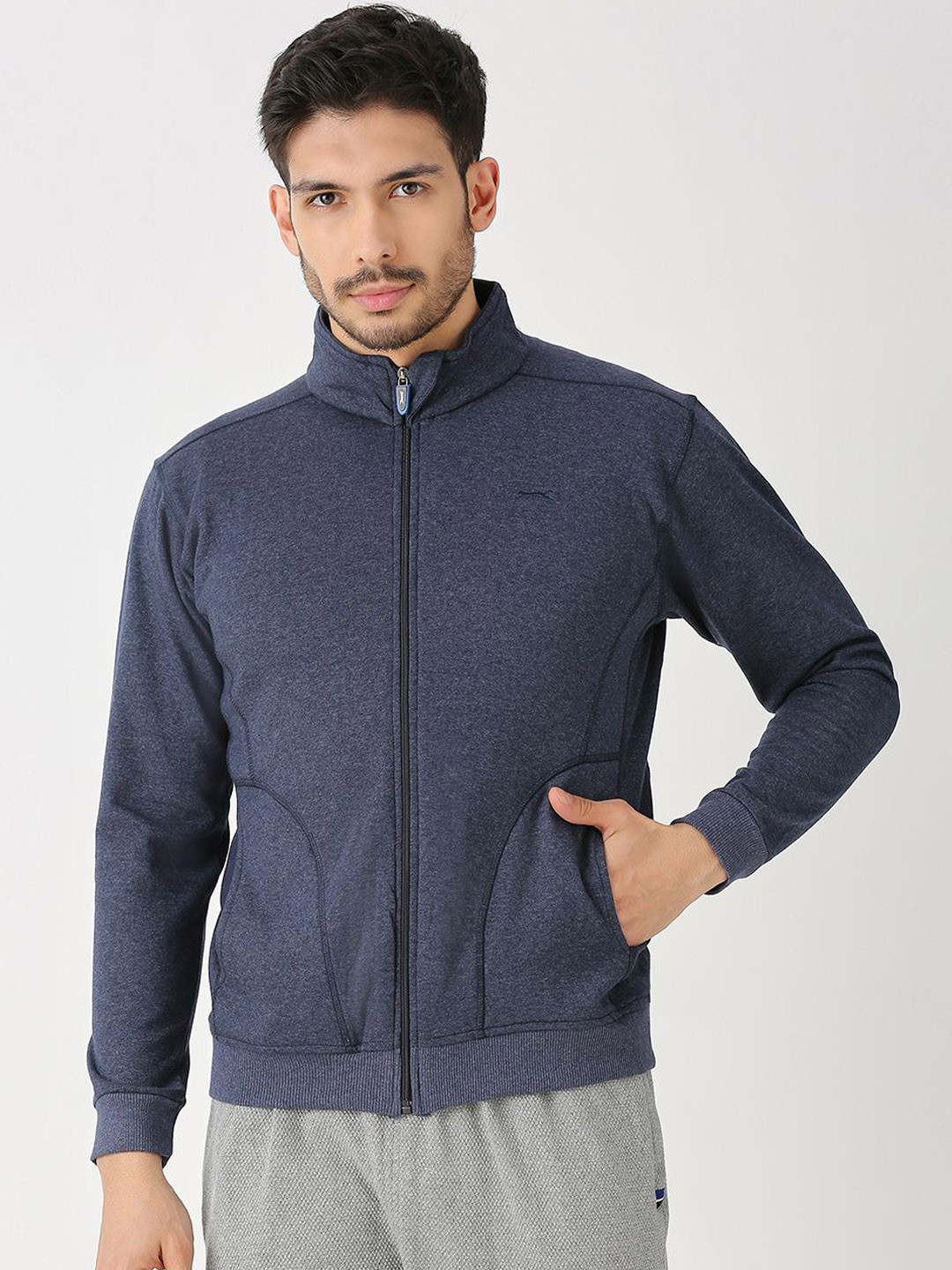 Black Panther Men Mock Collar Full Sleeve Zip-Up Casual Jacket