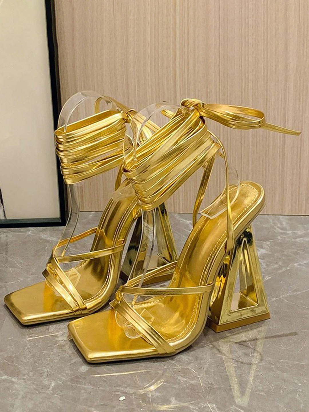 MONRSH Party Metallic High-Top Stiletto Sandals