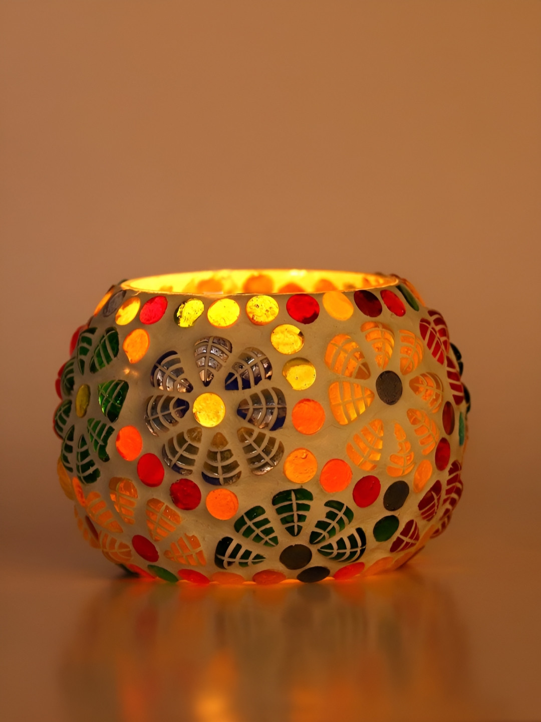 1ST TIME White & Red Cylindrical Shaped Candle Holder