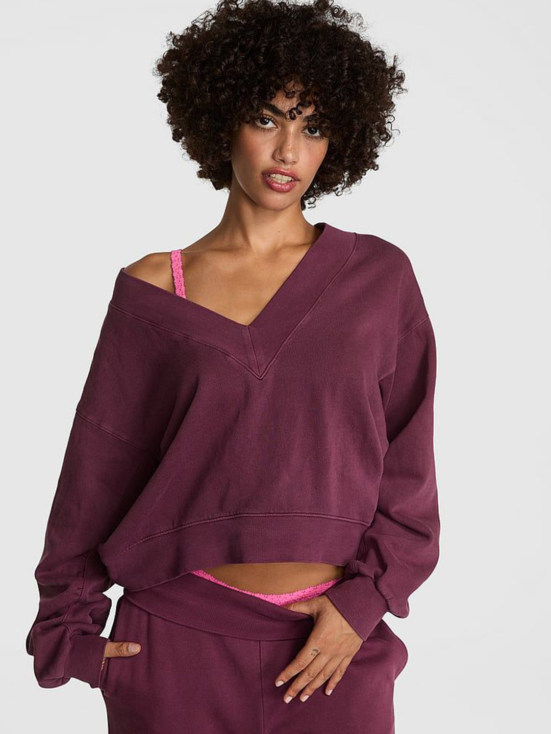 Victoria's Secret Women V-Neck Long Sleeves Sweatshirt