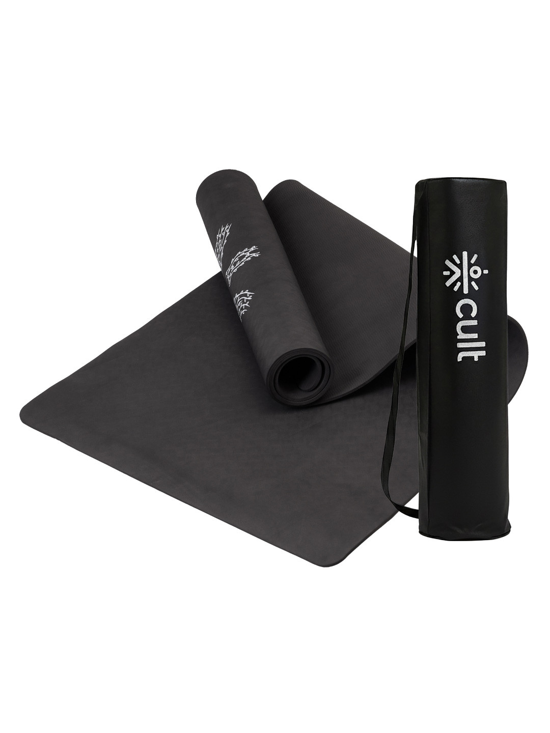 CULT Black TPE 6mm with Bag & Strap Yoga Mat