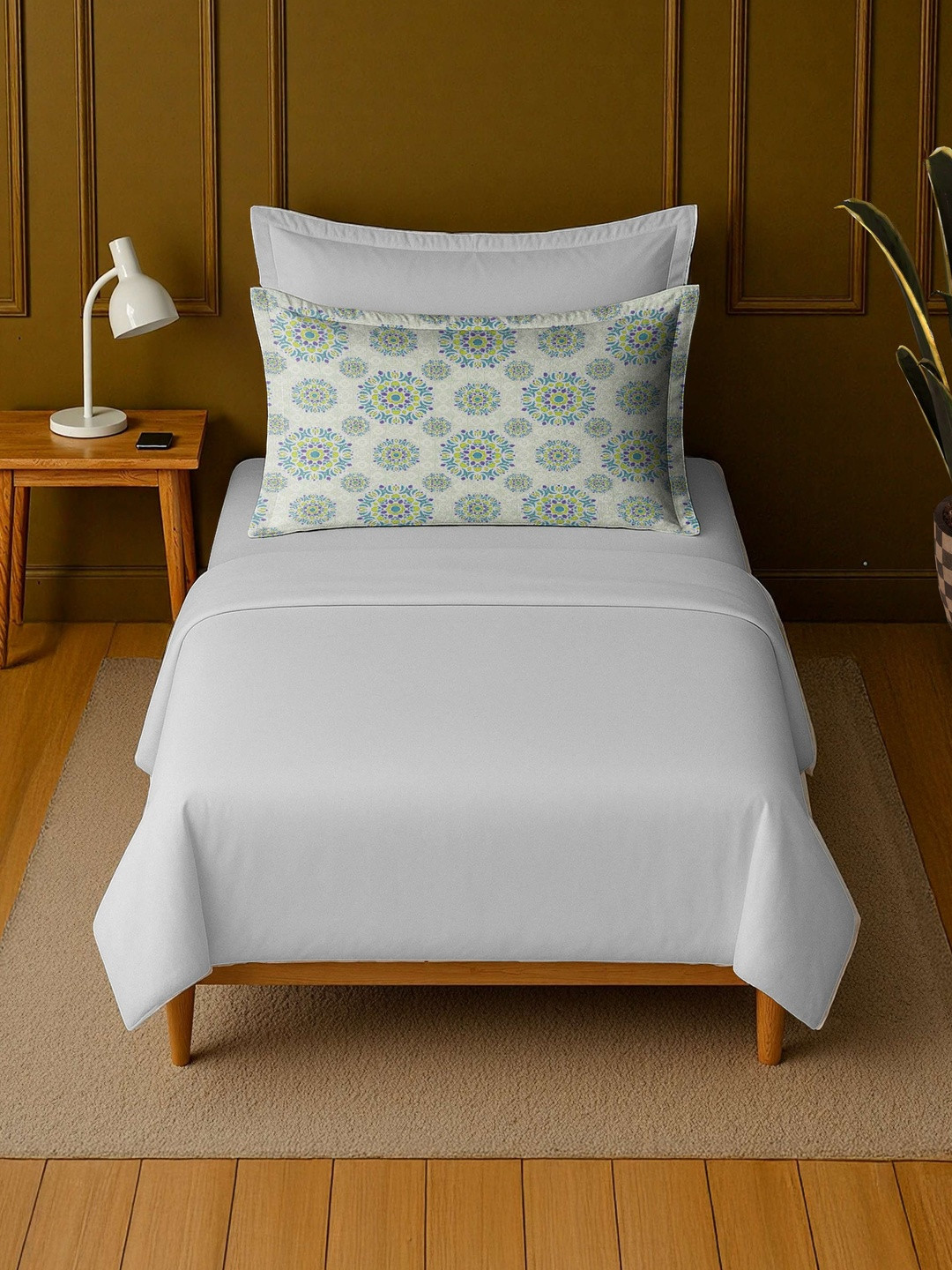 MAYFAIR HOMES LONDON White Pure Cotton 120 TC Single Bedsheet Set 1.52 m x 2.24 m
