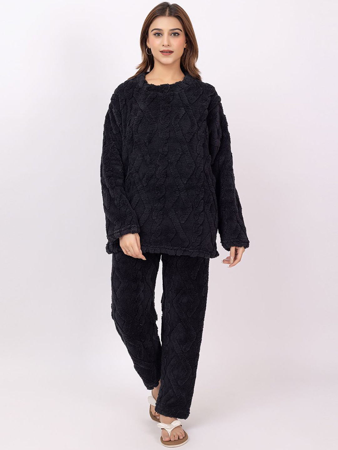 RG BY S.S. Clothing Women Self Design Round Neck Top and Pyjamas Night suit