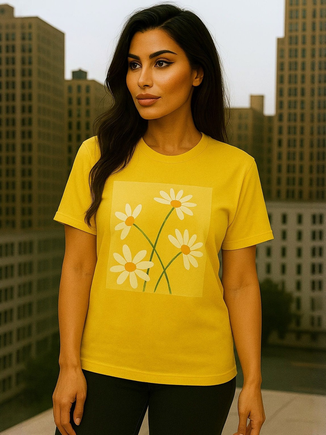 CORSICA Women Floral Printed Round Neck Regular Fit Bio Finish T-shirt