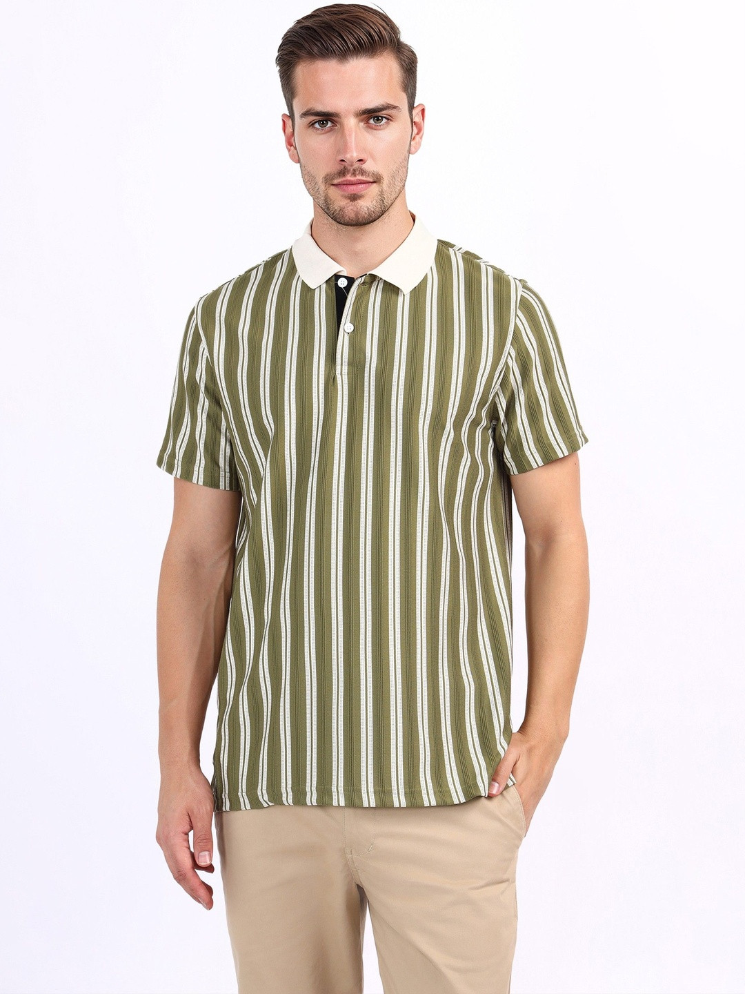 Iconic Striped Polo Collar T-shirt