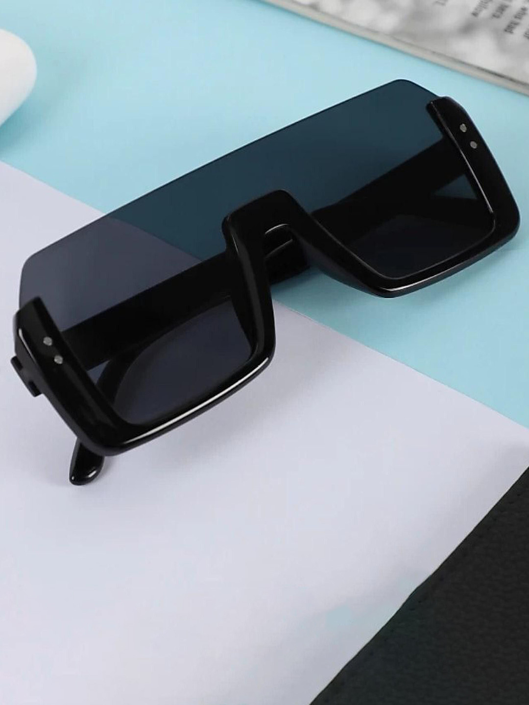 EYMEN I Unisex UV Protected Lens Shield Sunglasses eym_IHalf Black Sahil.255oo