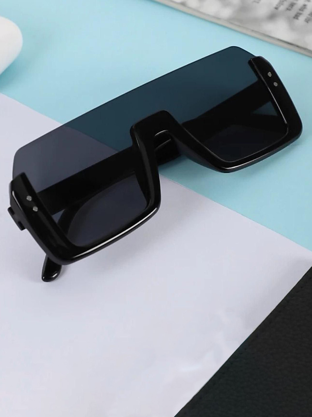 EYMEN I Unisex Shield Sunglasses with Polarised & UV Protected Lens Half Black Sahil.255oo