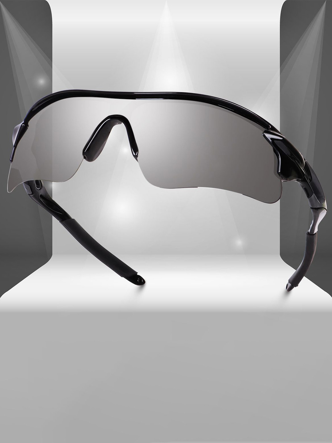 EYMEN I Unisex Half Rim Style Sports Sunglasses with Sports Grey Black@399