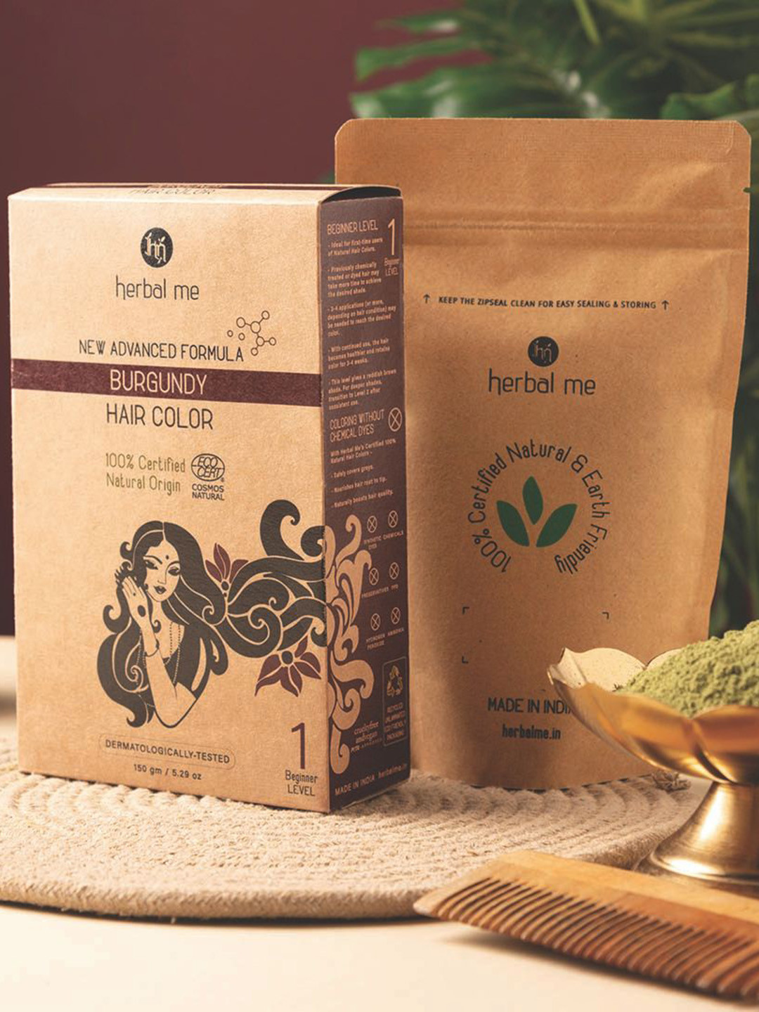 HERBAL ME New Advance Formula Natural Hair Color- 150 g- Burgundy Red