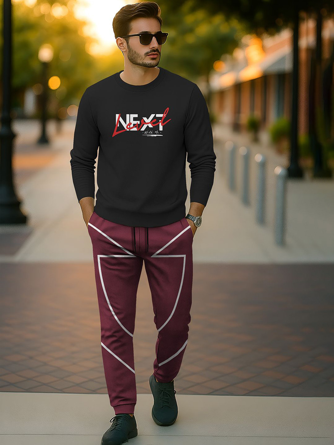 Next Level Printed Sweatshirt and Joggers Set