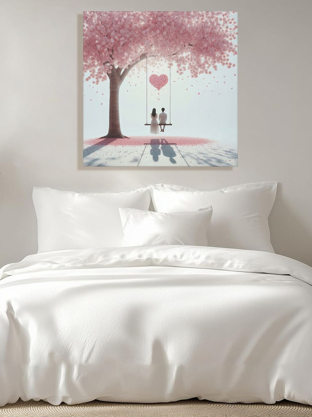 RANDOM White & Pink Romantic Scene Canvas Wall Art