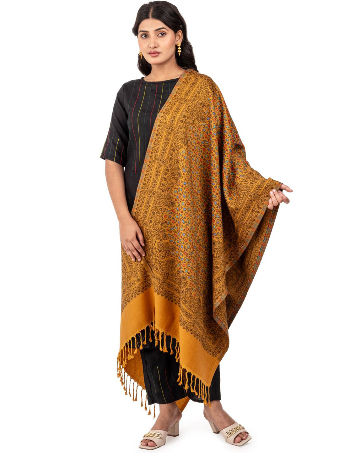 Naureen Women Woven Design Kashmiri Jaal Kani Stole