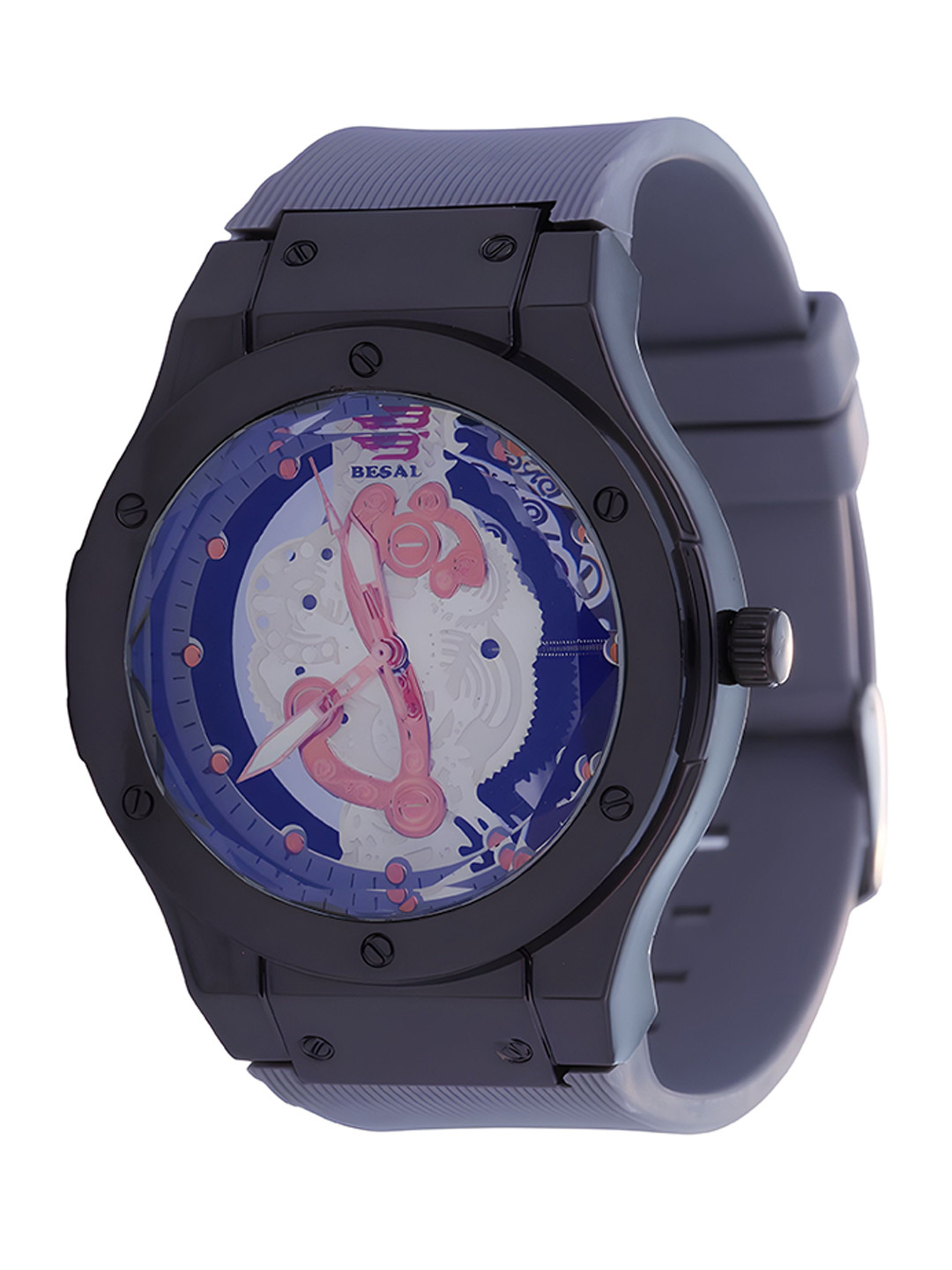 Racnos Boys Printed Dial & Straps Analogue Watch Styl-Round-Grey-Grey