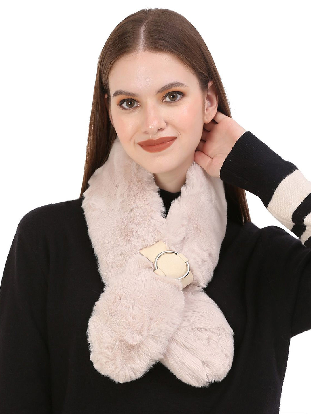 Moda Rapido Women Self Design Woolen Scarf with Taping Border