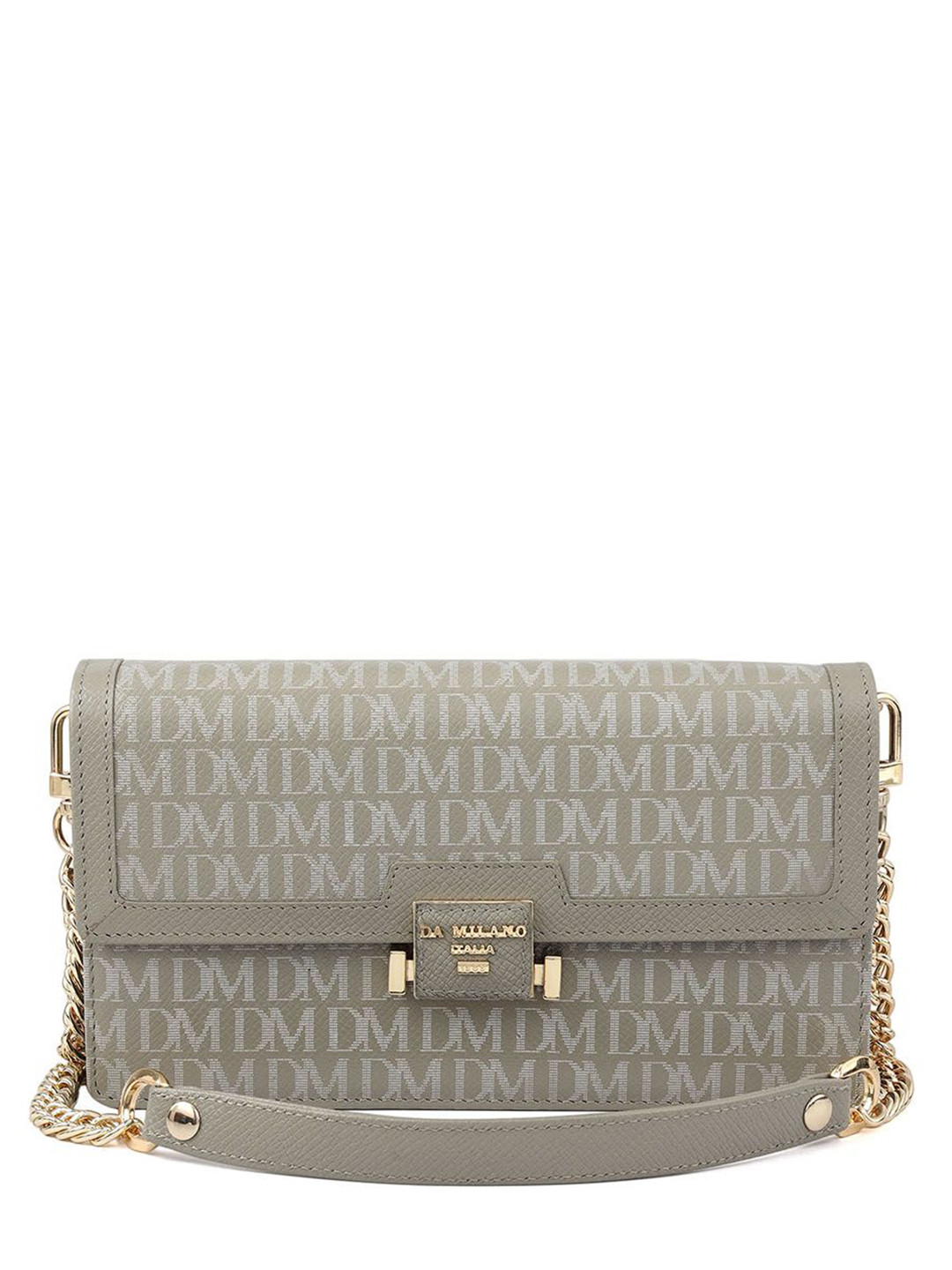 Da Milano Women Typography Printed Leather Envelope Wallet With Button