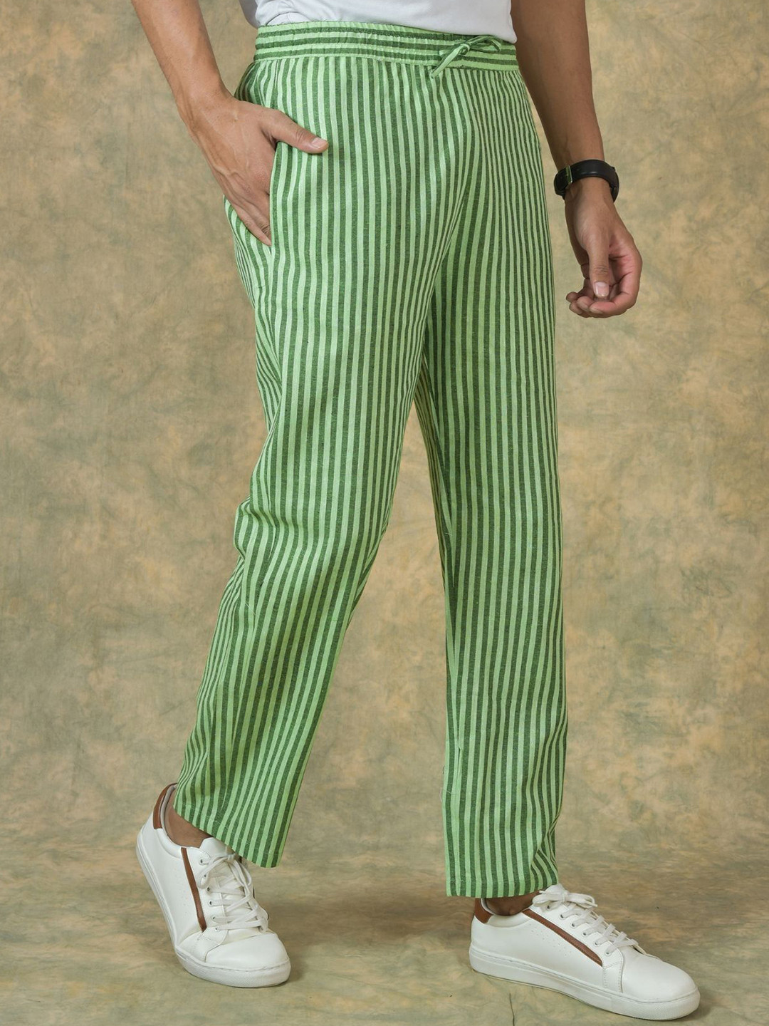 ETC X D To D Life Style Men Striped Cotton Handloom Regular Trousers