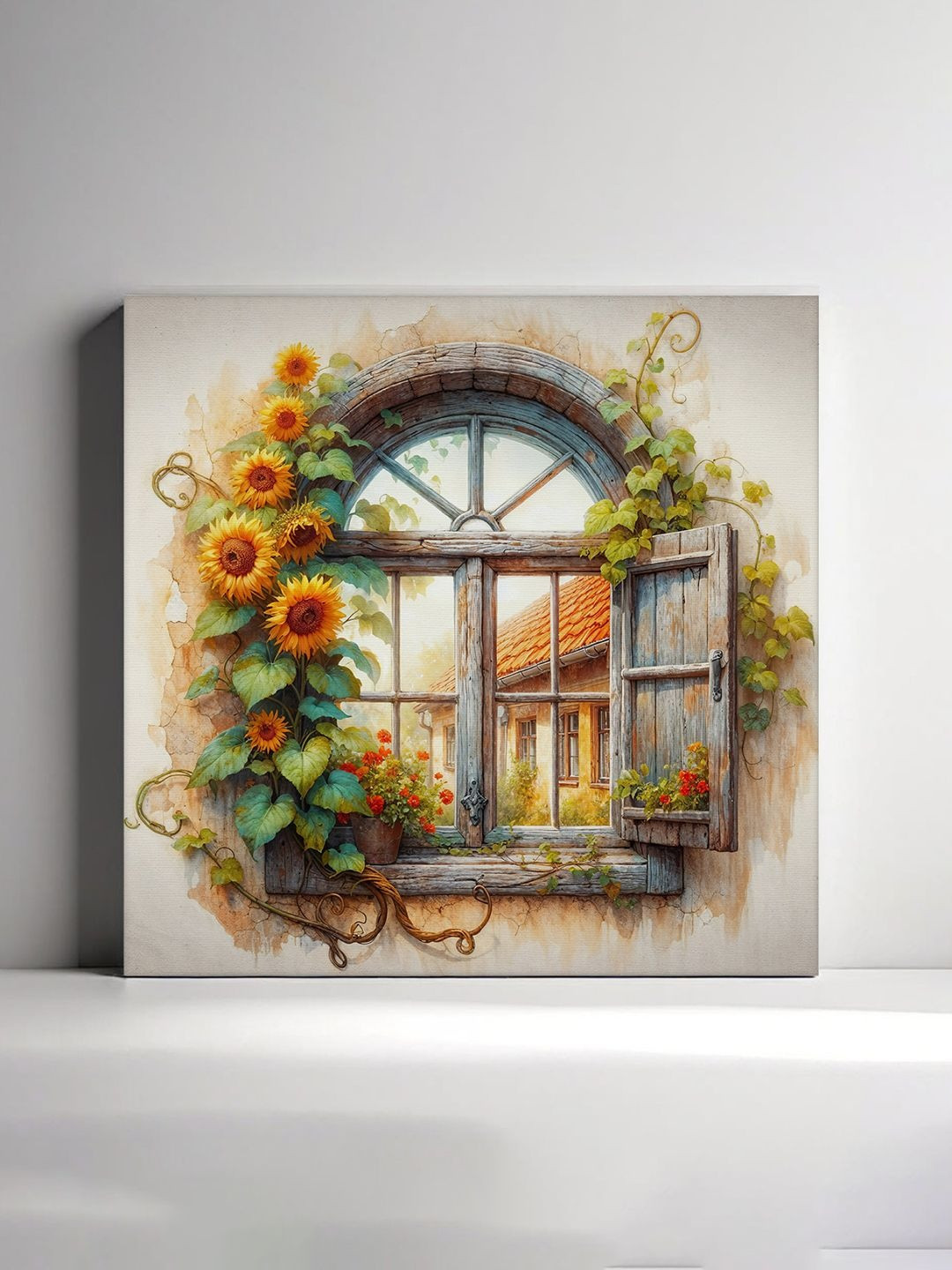 RANDOM Beige & Green Sunflowers & Vines Canvas Wall Art
