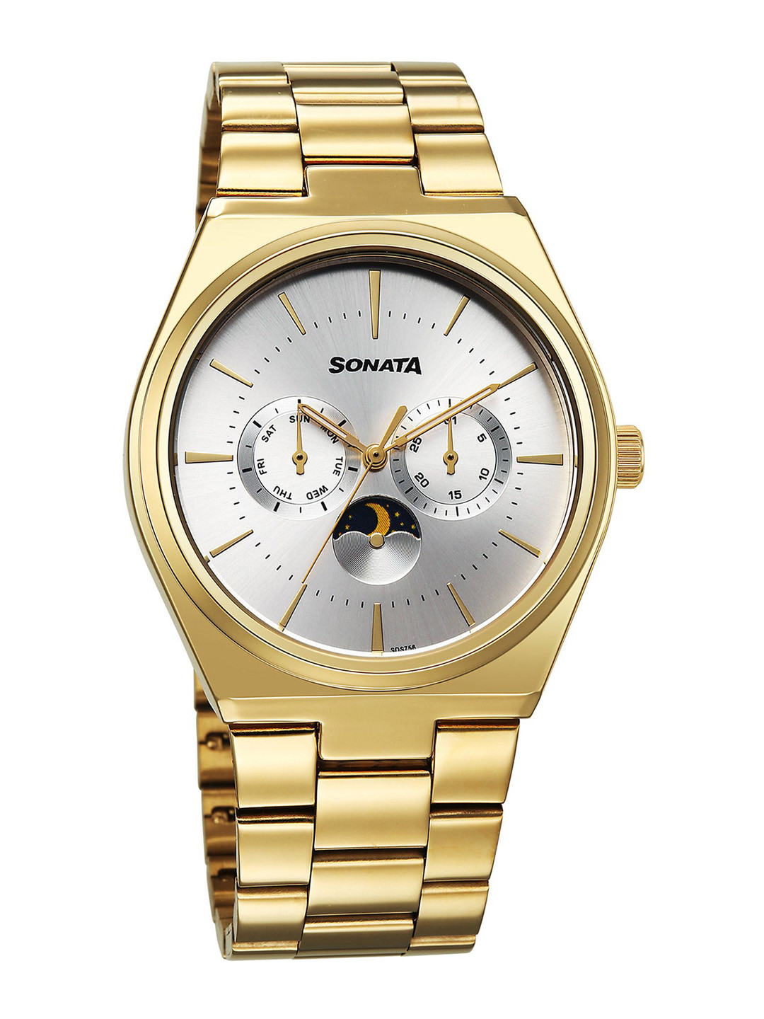 Sonata Men Dial & Bracelet Style Straps Analogue Watch 77202YM01