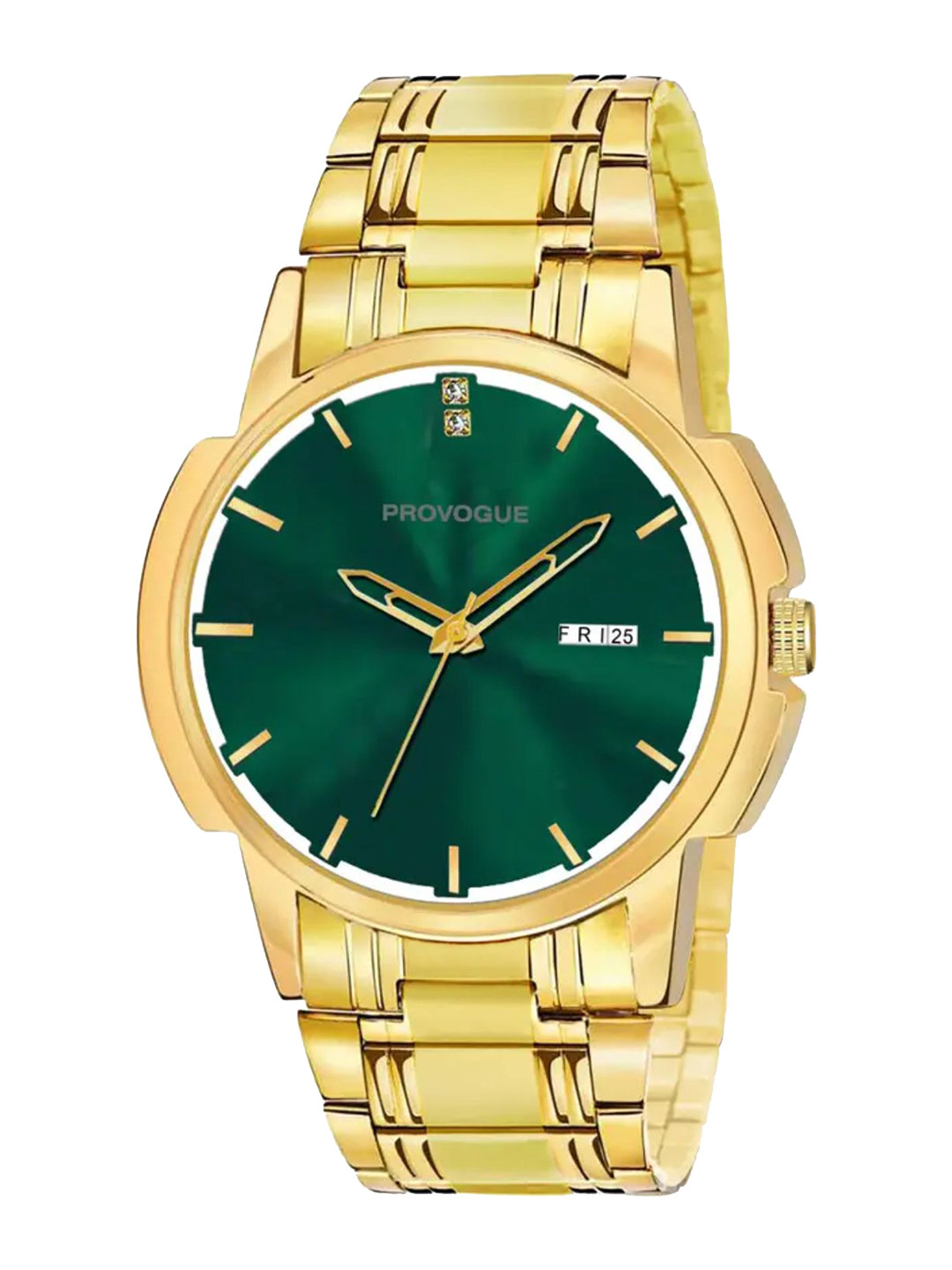 Provogue Men Stainless Steel Analogue Multi Function Watch SK-PG-4010-GRN-GLD-GLD