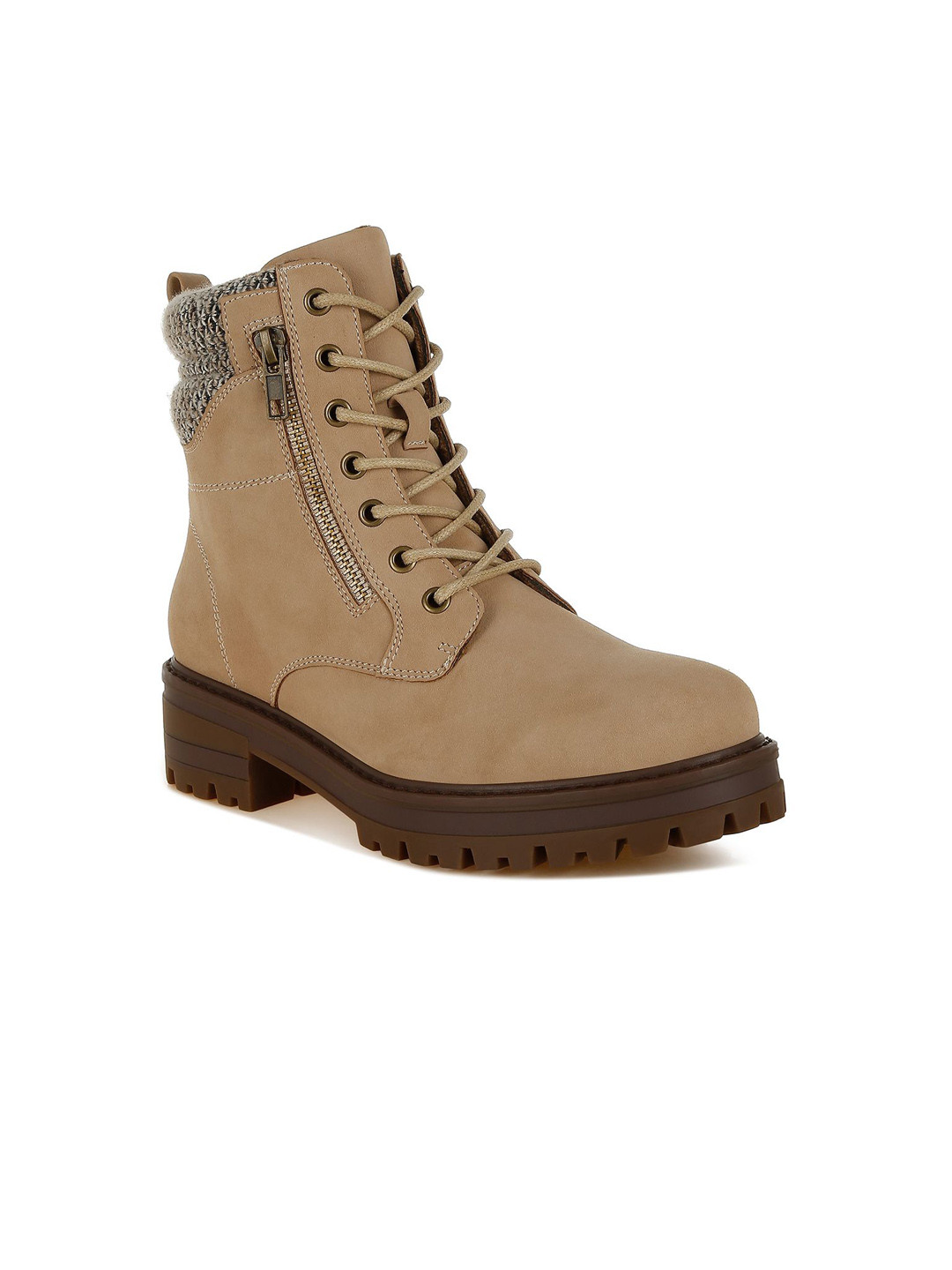 London Rag Women Mid-Top Zip-Up Blocked-Heel Hiker Boots
