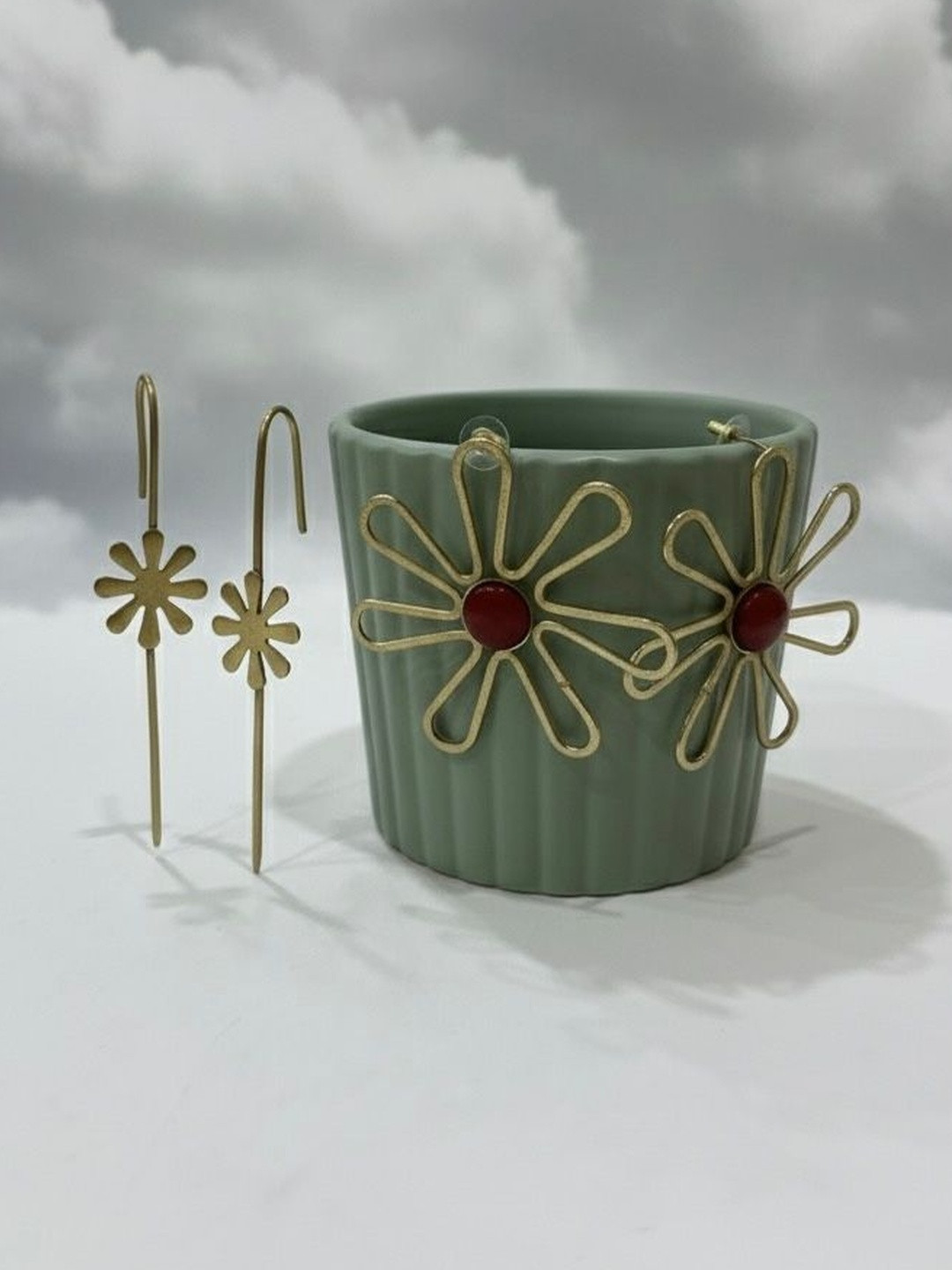 TAG 7 Set Of 2 Brass-Plated Floral  Shaped Ear Cuff