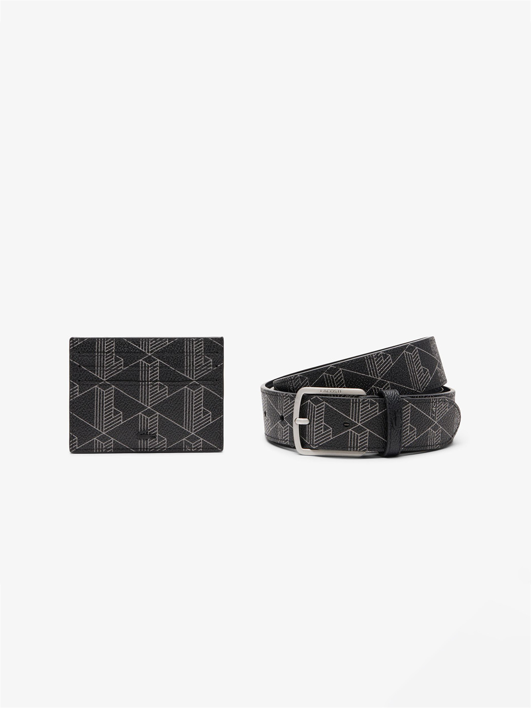 Lacoste Men Geometric Printed Leather Tang Belt