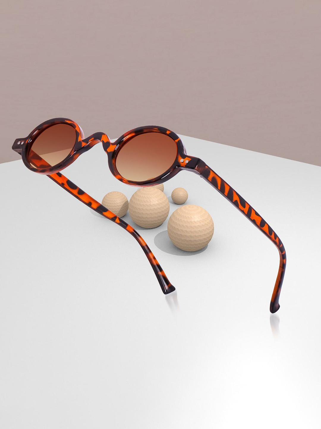 EYMEN I Unisex Oval Sunglasses with Polarised & UV Protected Lens Leopard New Model Round