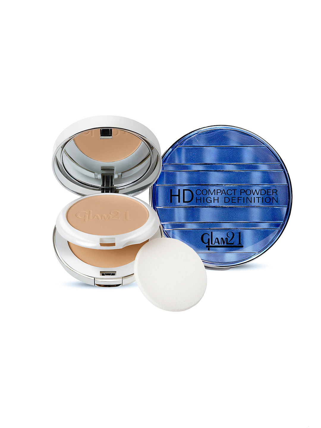 GLAM21 HD High Definition 2-In-1 Long Lasting Oil Free Formula Compact Powder 18 g-Ivory