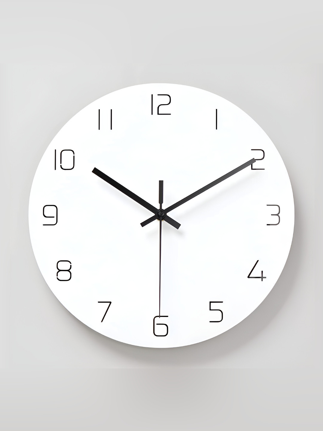 QEZNEF White & Black Textured Contemporary Analogue Round Shaped Wall Clock Without Glass