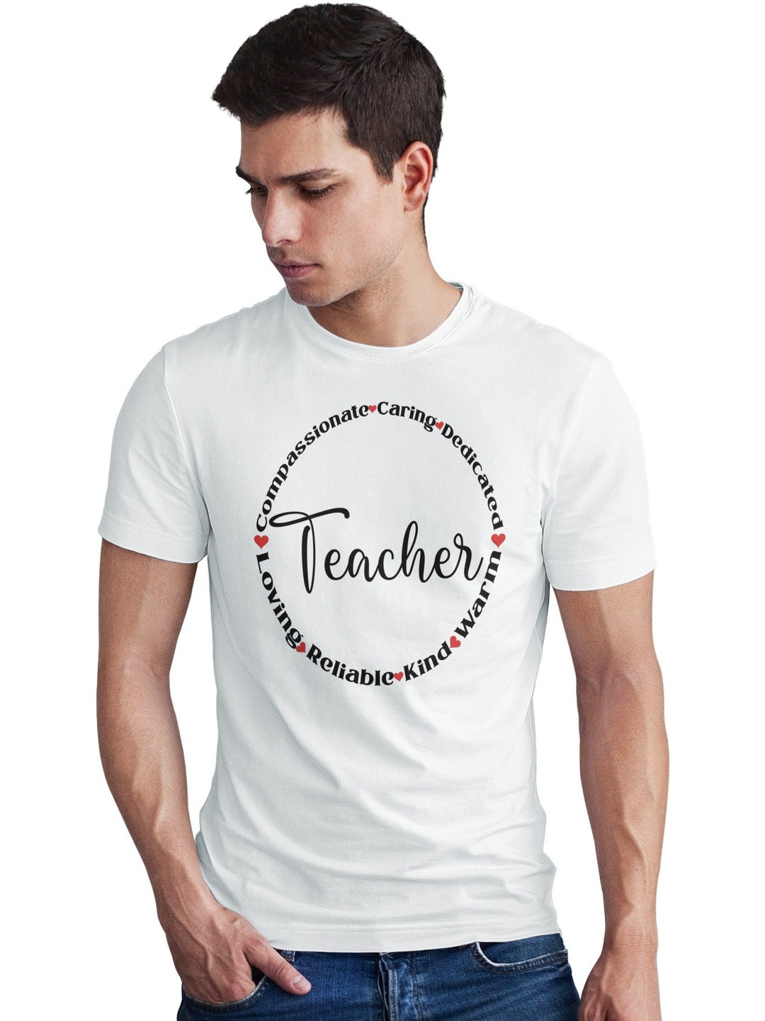 Seekbuylove Men Teacher Printed Bio Finish Regular Fit T-shirt