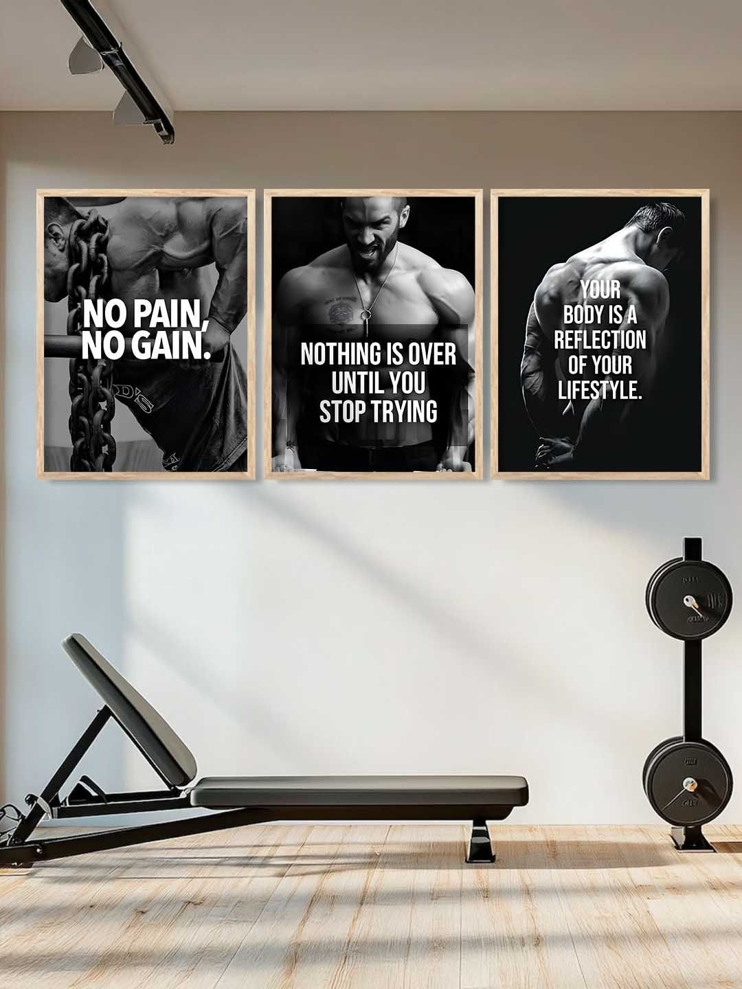 WALLLANE Black And Grey 3 Pieces Sports Car Framed Wooden Wall Paintings