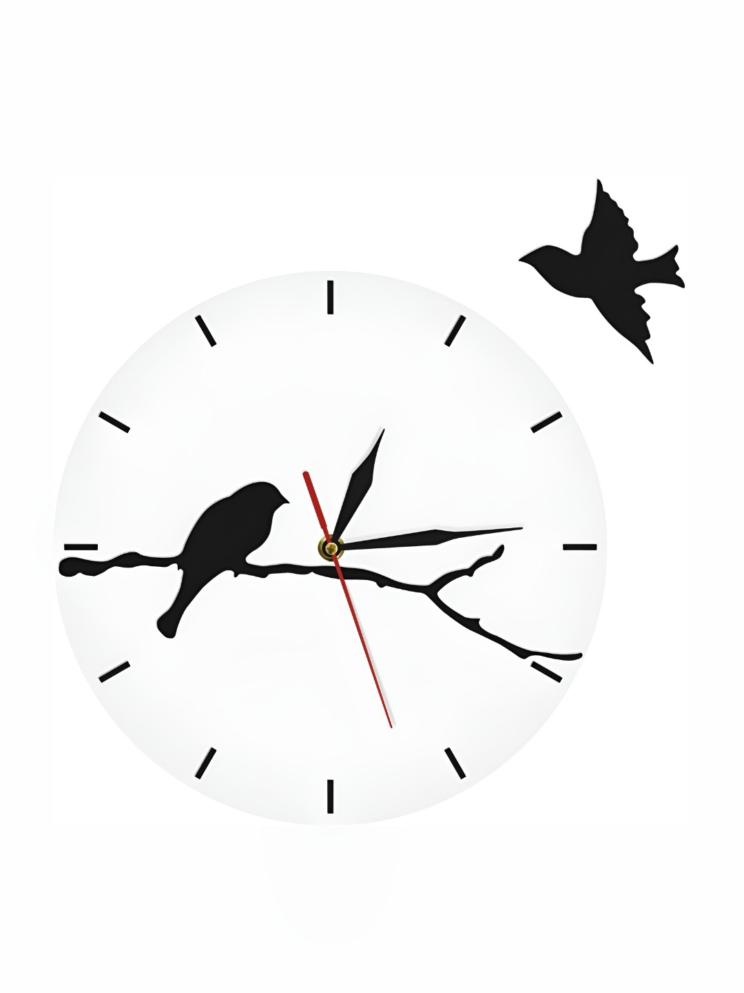 QEZNEF White Round Wooden Analog Traditional Wall Clock