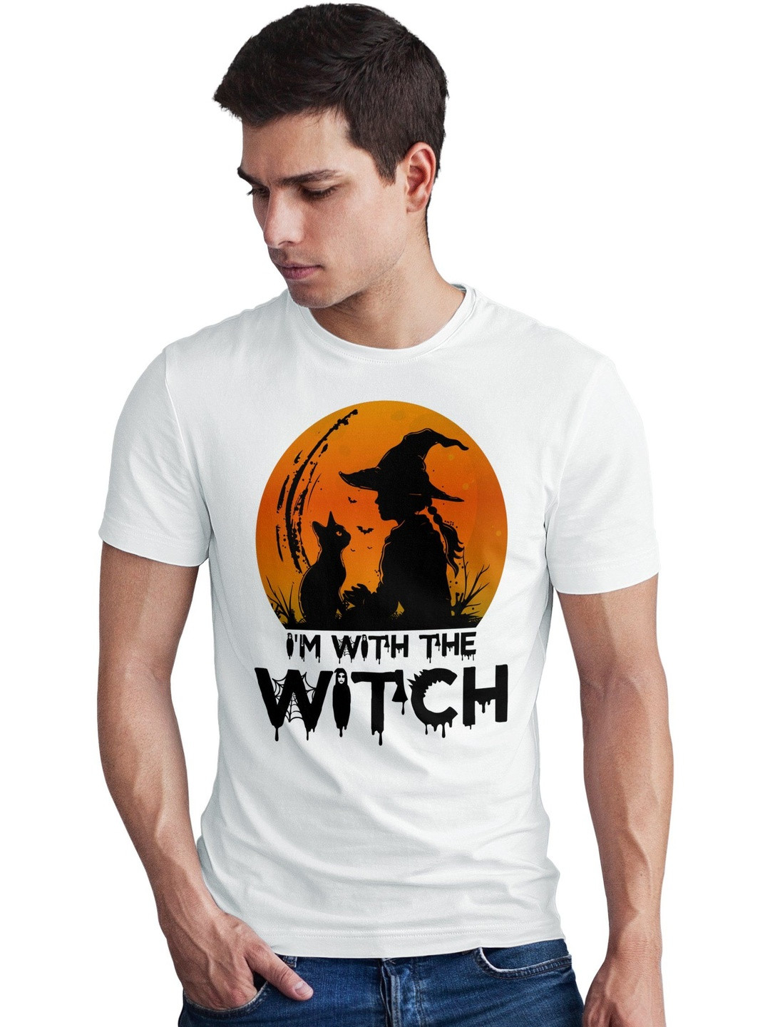 Seekbuylove I'M With The Witch Graphic Printed Pure Cotton Bio Finish T-shirt